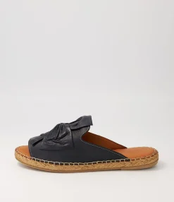 New Midas Shoes Pearli Navy Leather Espadrilles