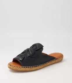 New Midas Shoes Pearli Navy Leather Espadrilles