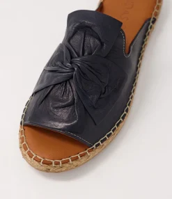 New Midas Shoes Pearli Navy Leather Espadrilles