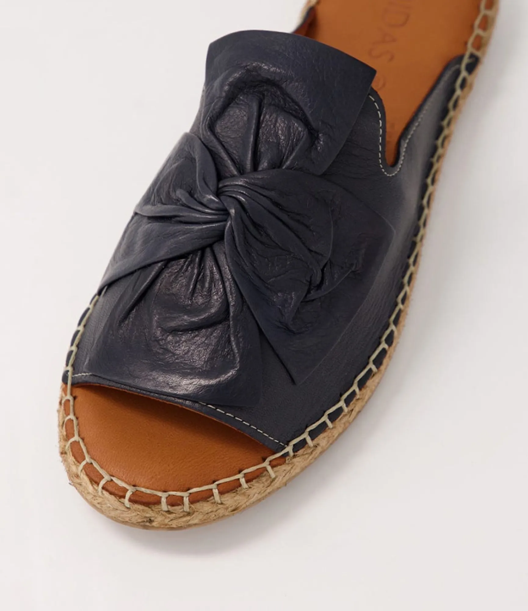 New Midas Shoes Pearli Navy Leather Espadrilles