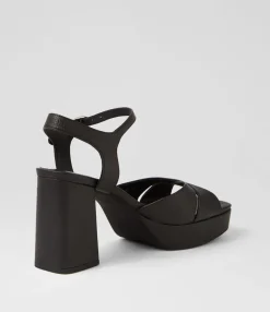 Shop Midas Shoes Peonala Black Leather Sandals