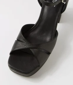 Shop Midas Shoes Peonala Black Leather Sandals