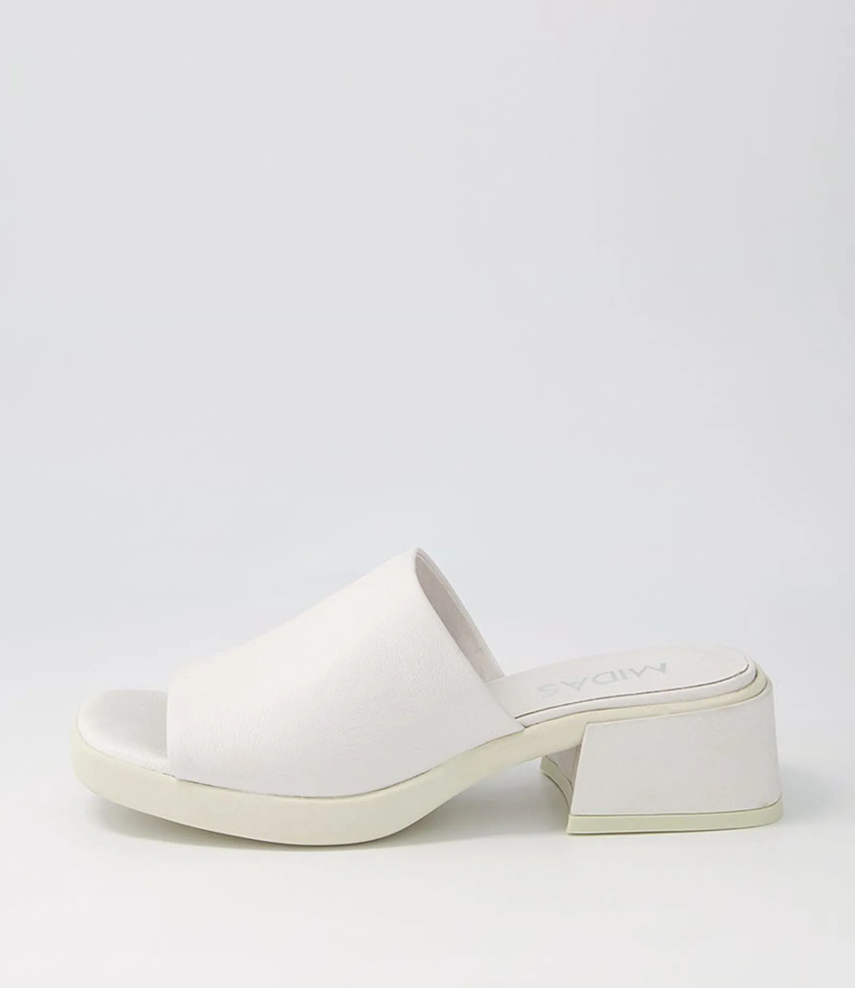 Best Sale Midas Shoes Perner White Leather Slides