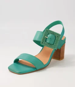 Hot Midas Shoes Pina Emerald Emerald Leather Buckle Sandals