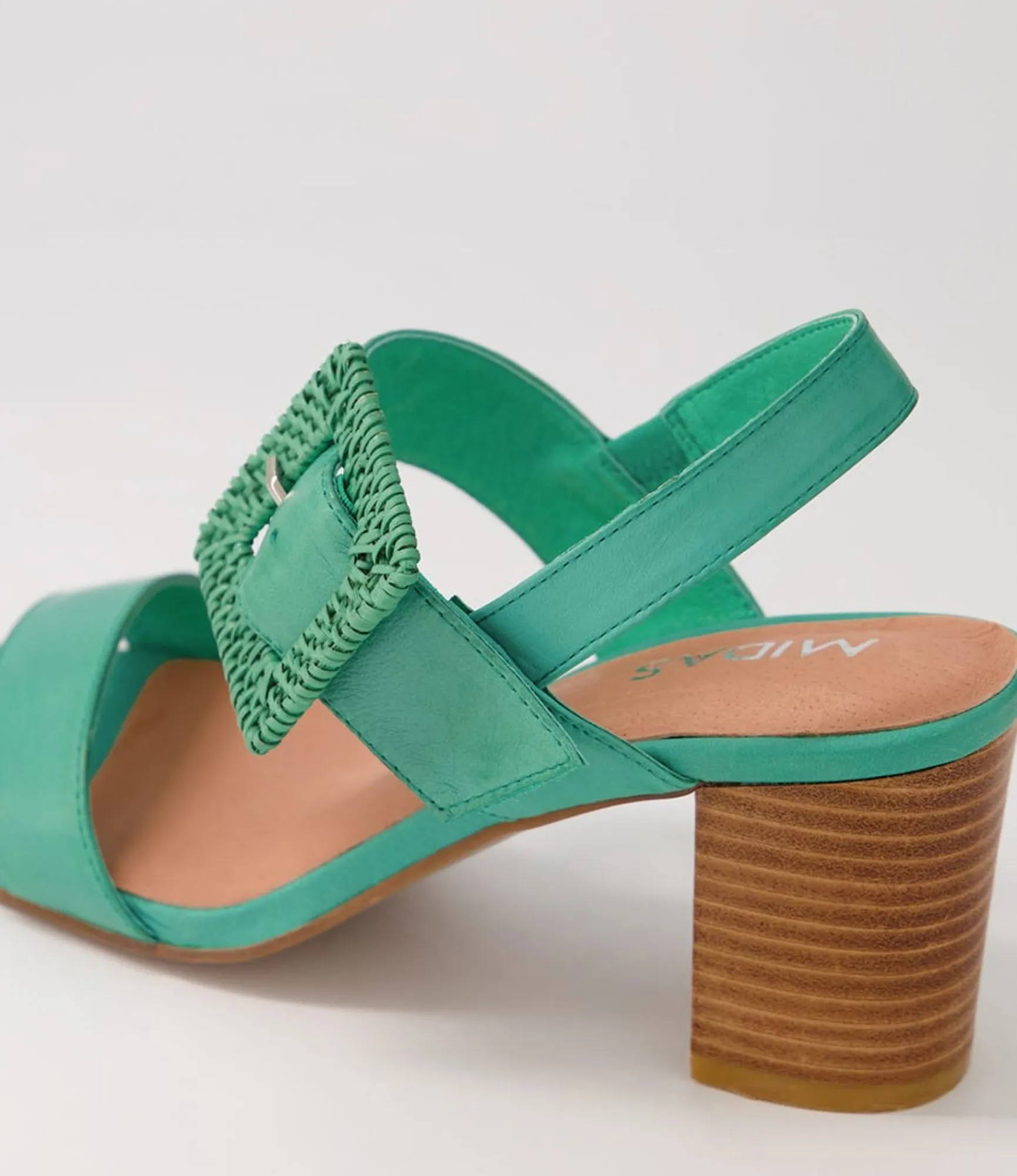 Hot Midas Shoes Pina Emerald Emerald Leather Buckle Sandals