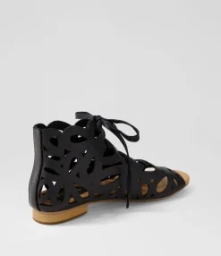 Best Midas Shoes Piska Black Leather Sandals