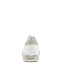 Discount Midas Shoes Pleese White Silver Leather Sneakers