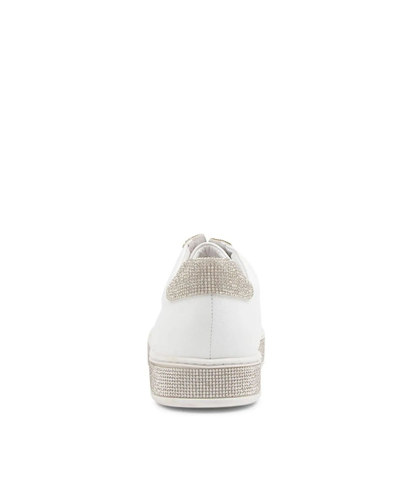 Discount Midas Shoes Pleese White Silver Leather Sneakers