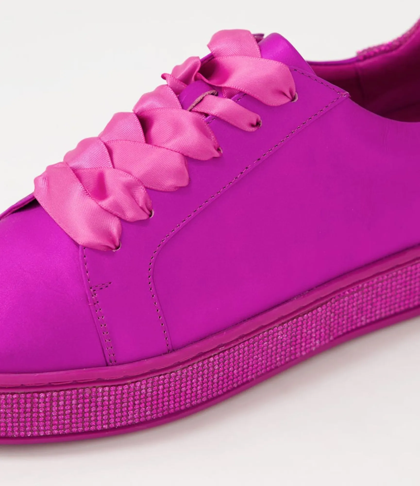 Sale Midas Shoes Plur Fuchsia Satin Metallic Leather Jewels Lace Up Flats
