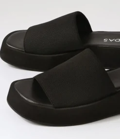 Online Midas Shoes Poola Black Knit Slides