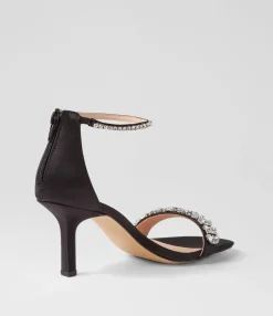 Hot Midas Shoes Preazi Black Satin Sandals