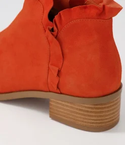 Hot Midas Shoes Pretti Orange Suede Ankle Boots