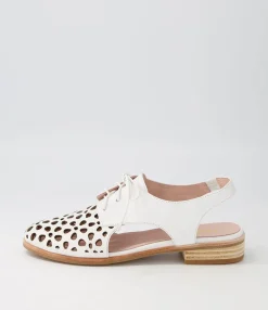 Shop Midas Shoes Quietly White Leather Flat Shoes