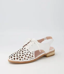 Shop Midas Shoes Quietly White Leather Flat Shoes