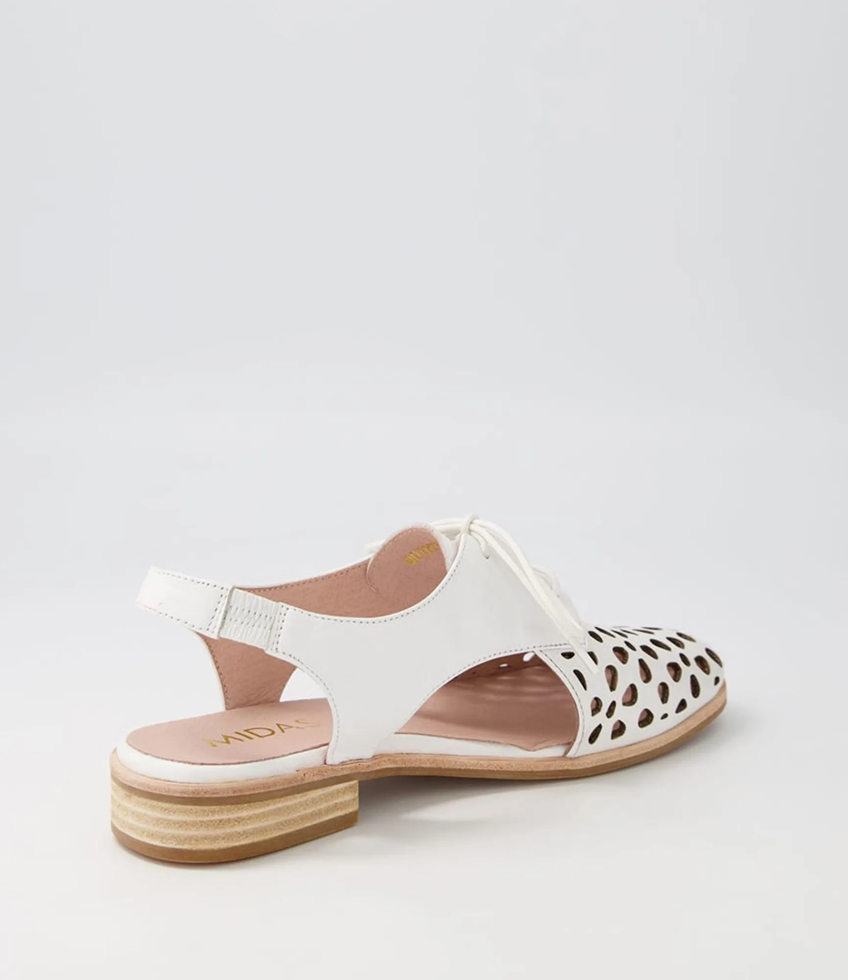 Shop Midas Shoes Quietly White Leather Flat Shoes