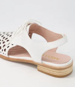 Shop Midas Shoes Quietly White Leather Flat Shoes