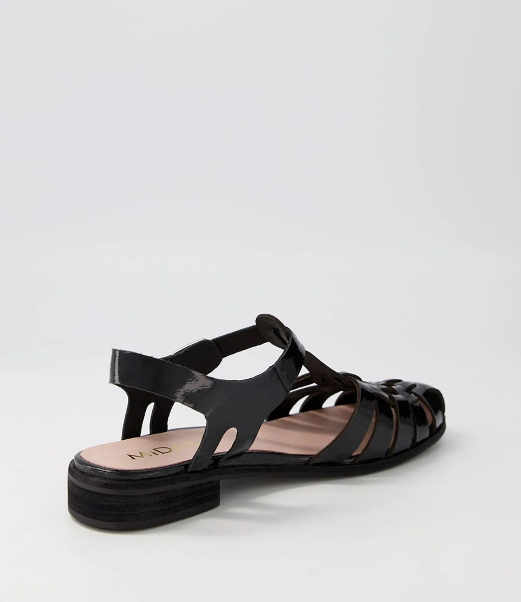 Hot Midas Shoes Quilted Black Patent Leather Flat Shoes