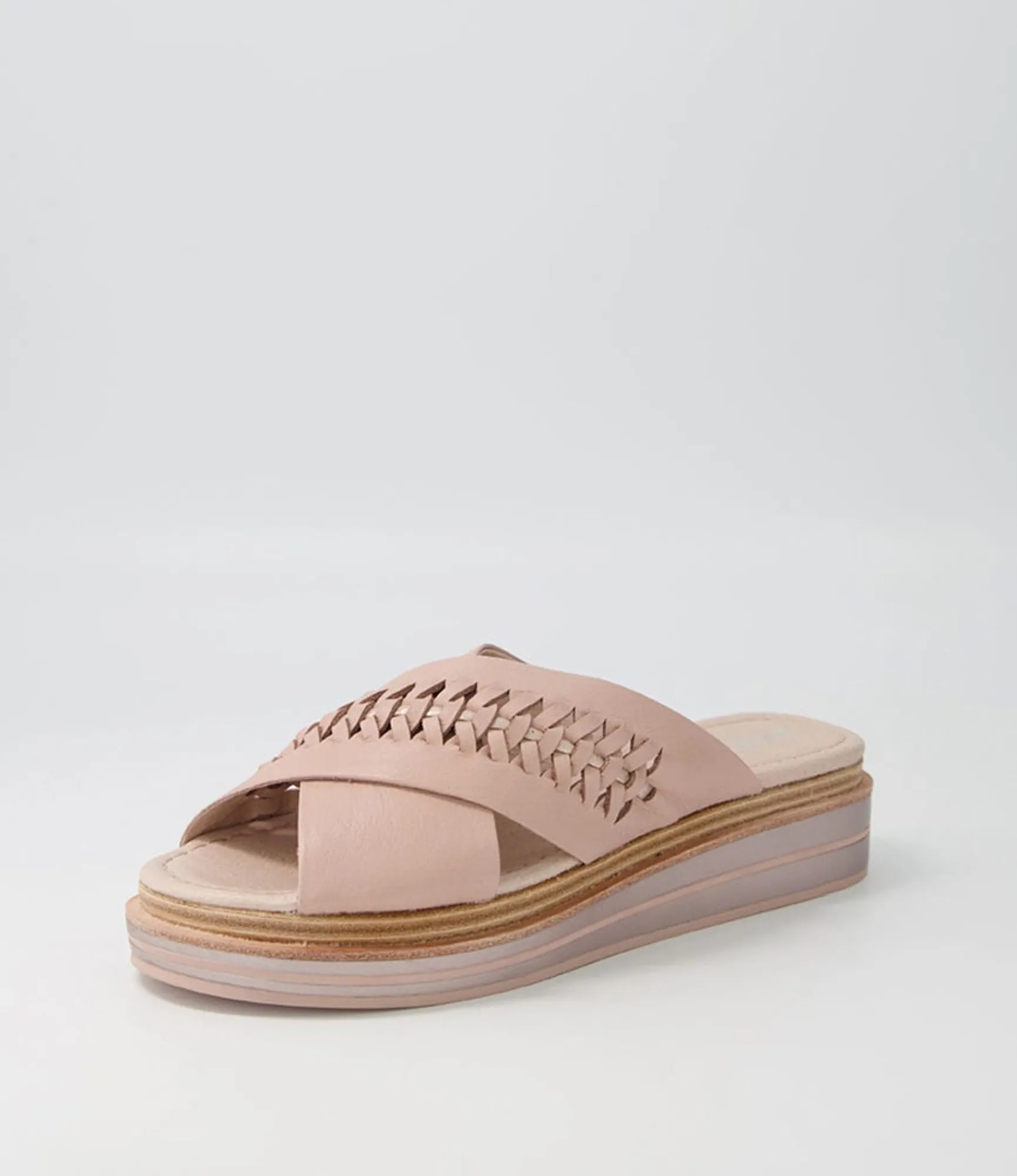 Best Sale Midas Shoes Raelan Cafe Pale Rose Gold Leather Slides