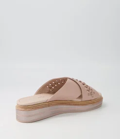 Best Sale Midas Shoes Raelan Cafe Pale Rose Gold Leather Slides