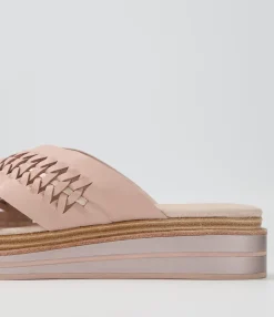 Best Sale Midas Shoes Raelan Cafe Pale Rose Gold Leather Slides