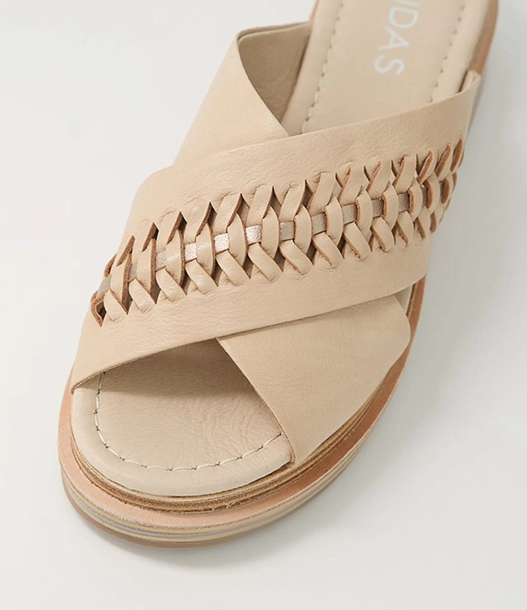 Cheap Midas Shoes Raelan Camel Champagne Leather Slides