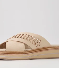 Cheap Midas Shoes Raelan Camel Champagne Leather Slides