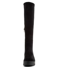 Hot Midas Shoes Rasha Black Stretch Microsuede Knee High Boots