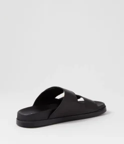 Clearance Midas Shoes Readings Black Leather Slides