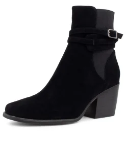 Discount Midas Shoes Reeba Black Suede Ankle Boots Bh