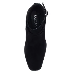 Discount Midas Shoes Reeba Black Suede Ankle Boots Bh