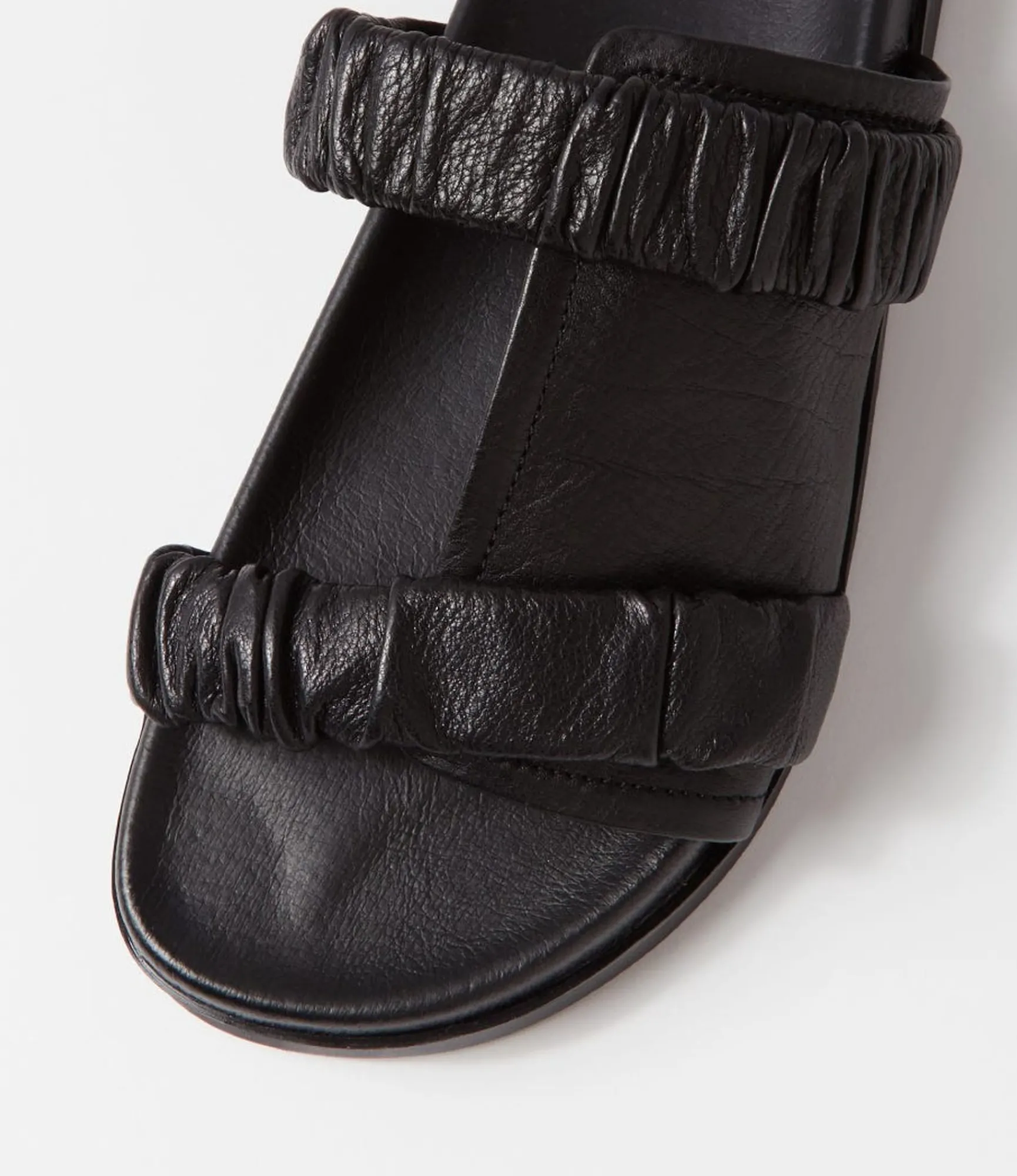 Fashion Midas Shoes Reski Black Leather Slides