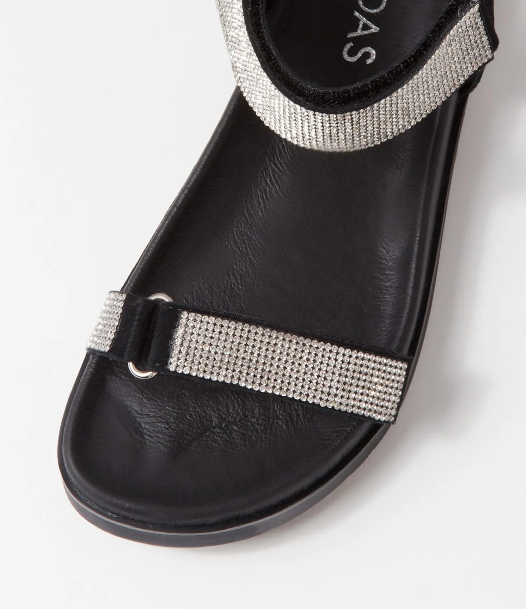Hot Midas Shoes Rolton Black Silver Suede Jewels Sandals