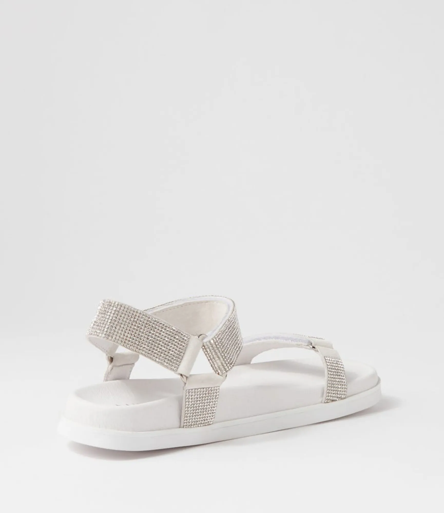 Discount Midas Shoes Rolton White Silver Suede Jewels Sandals