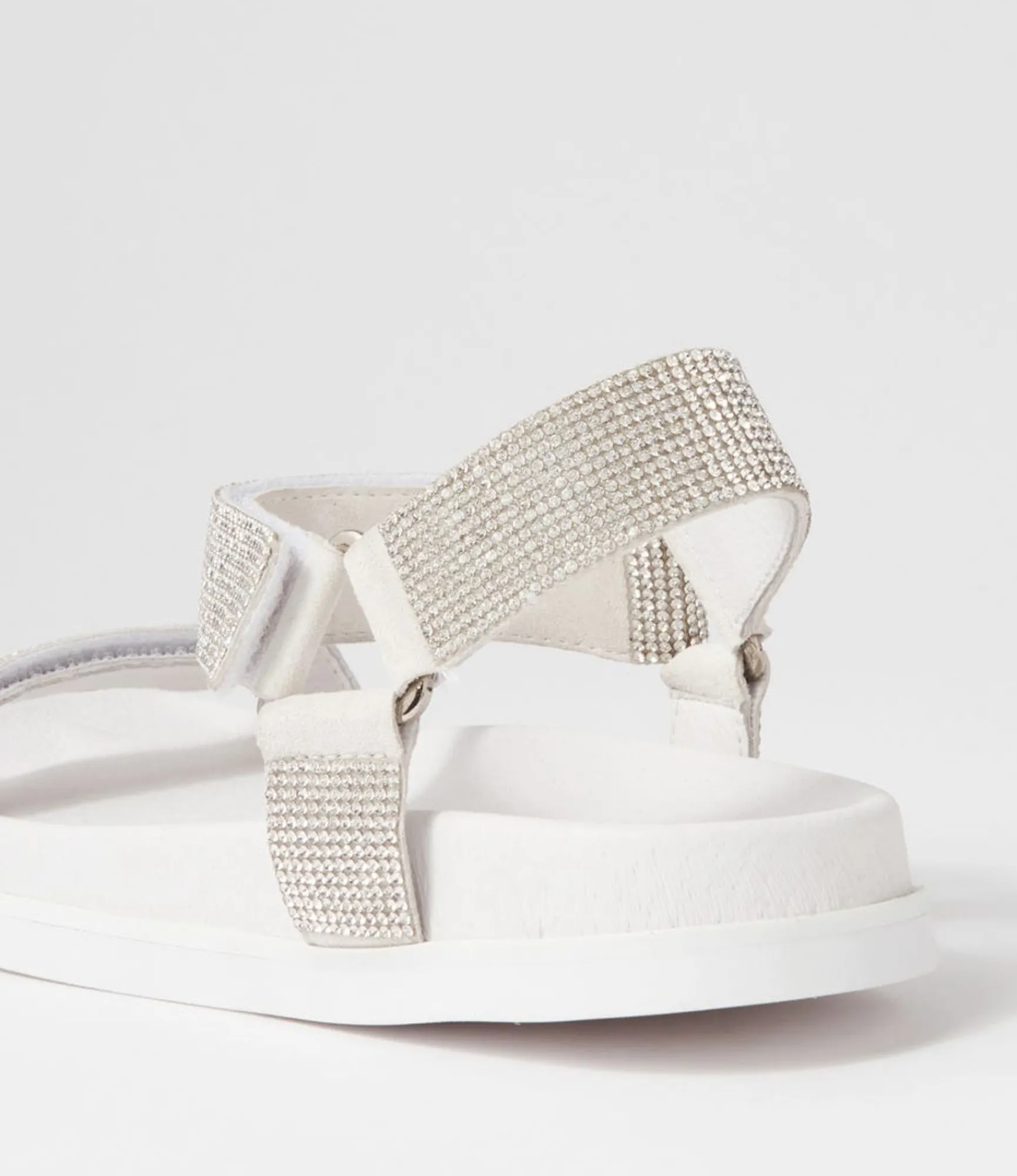 Discount Midas Shoes Rolton White Silver Suede Jewels Sandals