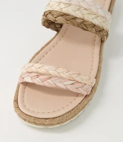 Sale Midas Shoes Sakura Neutral Multi Syn Raffia Slides