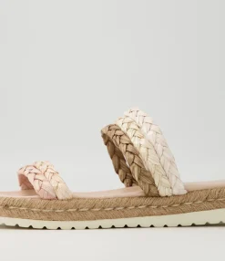Sale Midas Shoes Sakura Neutral Multi Syn Raffia Slides