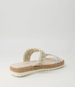 Outlet Midas Shoes Sakura Pastel Multi Syn Raffia Slides