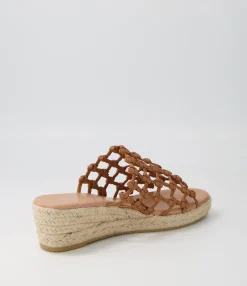 Cheap Midas Shoes Sangria Dark Tan Natural Rope Leather Espadrilles