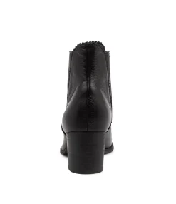 Fashion Midas Shoes Saniti Black Leather Ankle Boots Black Heel
