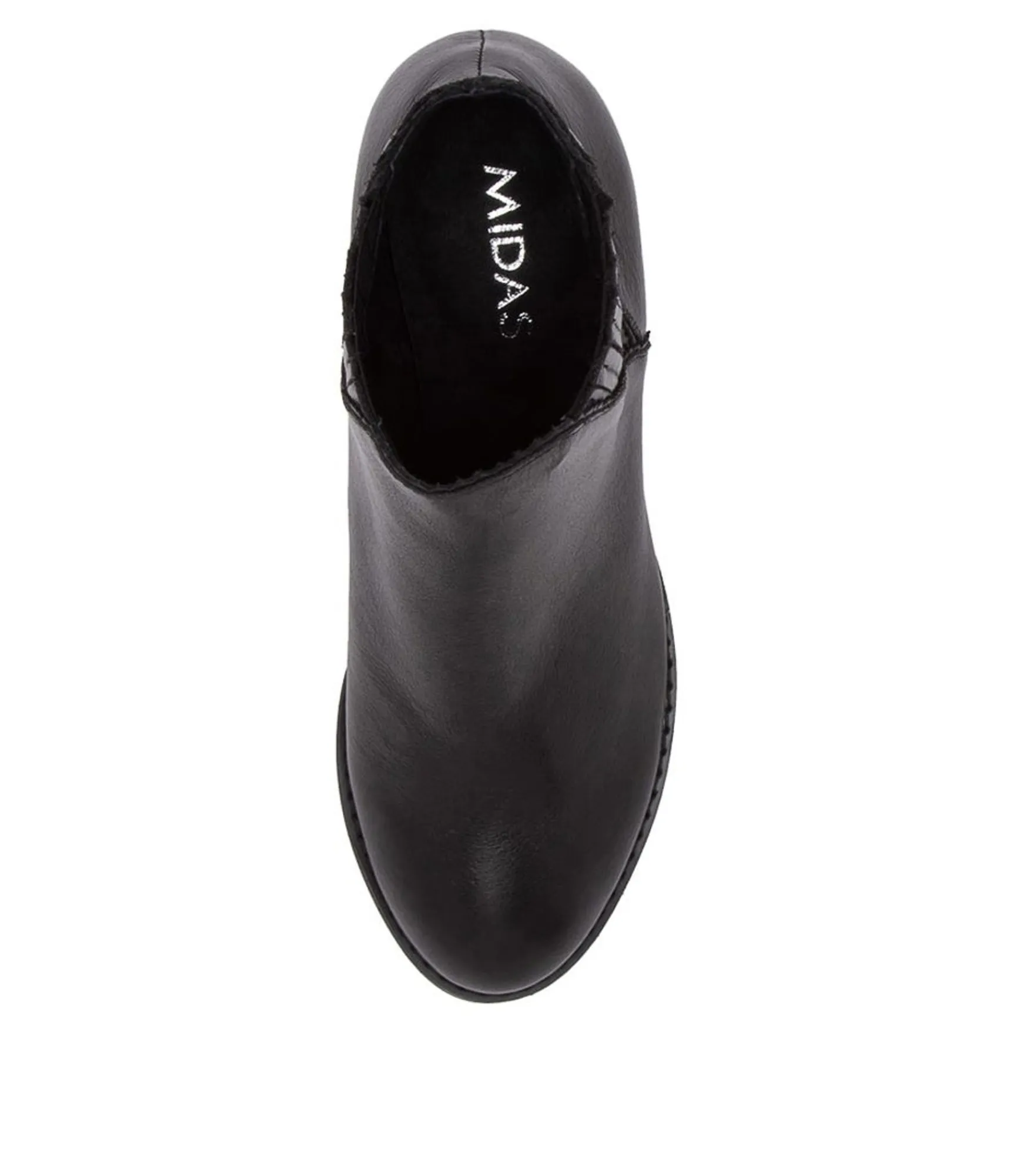 Fashion Midas Shoes Saniti Black Leather Ankle Boots Black Heel