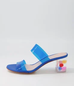 Online Midas Shoes Sarita Cobalt Bubble Vinylite Heel Slides