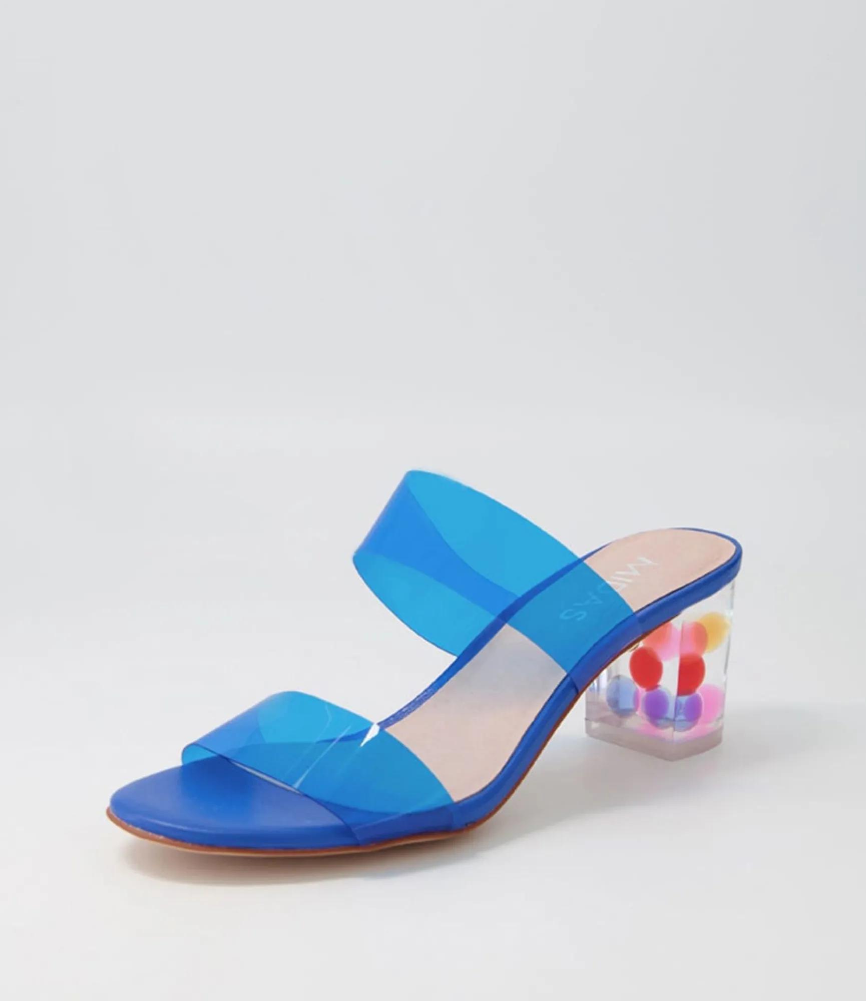 Online Midas Shoes Sarita Cobalt Bubble Vinylite Heel Slides