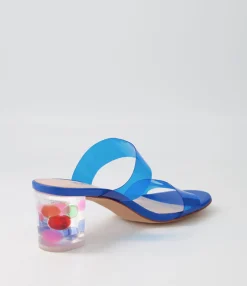 Online Midas Shoes Sarita Cobalt Bubble Vinylite Heel Slides