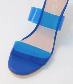 Online Midas Shoes Sarita Cobalt Bubble Vinylite Heel Slides