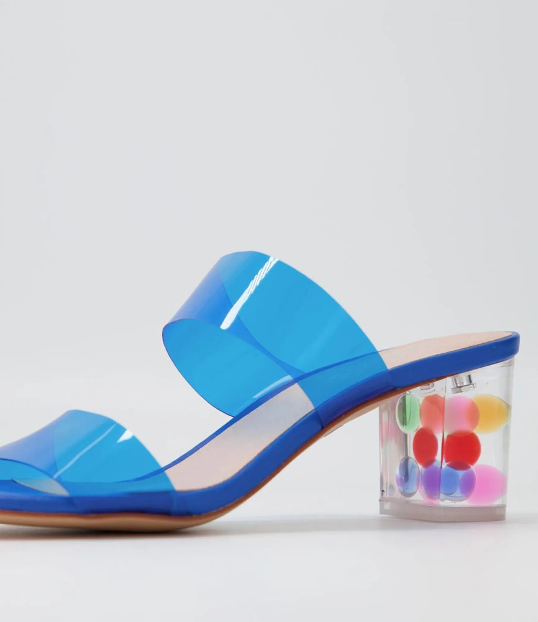 Online Midas Shoes Sarita Cobalt Bubble Vinylite Heel Slides