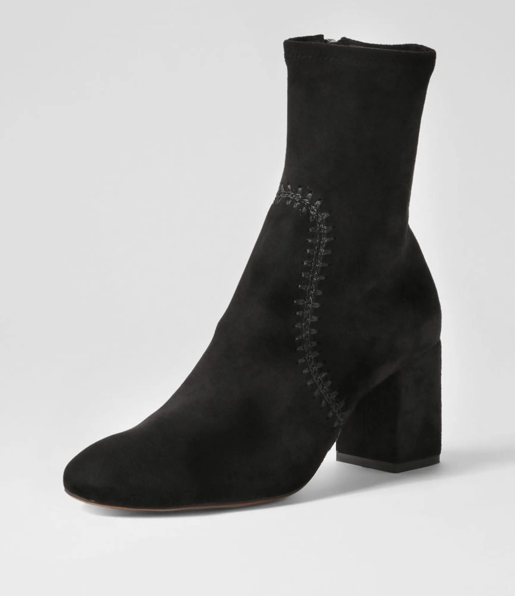 Online Midas Shoes Saro Black Stretch Microsuede Ankle Boots