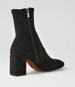 Online Midas Shoes Saro Black Stretch Microsuede Ankle Boots