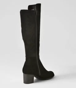Cheap Midas Shoes Settin Black Suede Stretch Microsuede Knee High Boots