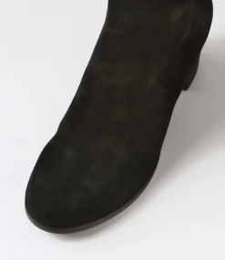 Cheap Midas Shoes Settin Black Suede Stretch Microsuede Knee High Boots