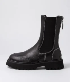 Hot Midas Shoes Sharpay Black Leather Chelsea Boots